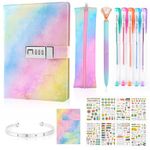 Gifts for Girls 6 7 8 9 10 11 12 Years Old, Secret Diary for Girls Journal Notebook Girls Diary with Lock Stickers Pencil Case Christmas Gifts for Girls Teenage 7-14 Back to School Stationery Set