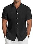 COOFANDY Men's Linen Shirt Beach Summer Short Sleeve Button Down Casual Shirts