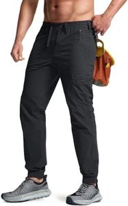 CQR Men's Lightweight Vent Hiking Pants, Water-Resistant & Breathable Sports Outdoor Athletic Pants with Elastic Waist TXP140-BLK 32W/30L