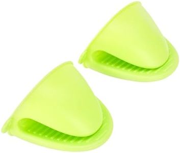 Barvivo Silicone Pot Holders - Mini Hot Pads and Oven Mitts - Set of 2 - Heat Insulator Kitchen Cooking Tool, Durable and Flexible, 1.9x3.3x4.3 in - Ideal for Handling Hot Pots and Pans - Green