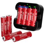 Hixon Rechargeable Lithium AA Batteries,8-Pack 1.5V Li-ion Batteries with 2H Fast Charger,3500mWh High-Capacity Long-Lasting Constant Output for House & Office Device