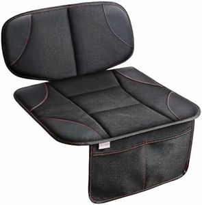 Siivton Kids Booster Seat Protector Mat, Thick, Anti-Slip, Waterproof, with Mesh Pockets for Toys & Snacks, Fits Most Cars, Black - 2 Pack