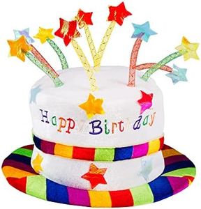 Boland 00932 - Chapeau Happy Birthday, Chapeau en peluche pour anniversaire, gâteau, cadeau, surprise, fête, décoration