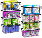 Wetheny Freezer Organizer Bins With Side Handle -8 Pack Stackable Chest Freezer Organizer for 7 Cu.FT - Deep Freezer Sort Frozen Food Wire Metal Basket Storage Bins Rack