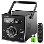 20W Portable CD Player Boombox for Outside, Built-in Rechargeable Battery | FM Radio/Bluetooth/USB/AUX Input | 3.5mm MIC & Headphone Port | Clear Stereo Sound | Remote Control (black)