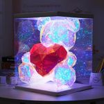 NYRWANA Night Lamp for Bedroom, Cute Lamp, Night Lamp for Kids, Silicone Lamp, Cute Night Lamp, Birthday Gifts, Lamp for Kids, Light Lamp, Diwali Light, USB Powered - Giftbox (LED Teddy Bear)