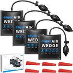 eSynic 4 Pack Heavy-Duty Air Wedge Bag Kit – 300lbs Polyurethane Rubber Door Lifting Bag with Quick-Release Valve & 6 Wedges Durable Air Shim Pump Up to 2" Lift Height for Door Window Installation