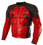 SpazeUp Armored Style Padded Bikers Leather Jacket -Protective Motorcycle Leather Jacket Armor Leather Jacket Men, Red Black Armored Jacket, Large