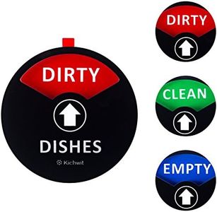 Kichwit Clean Dirty Dishwasher Magnet with the 3rd Option “Empty”, Non-Scratch Strong Magnet Backing, Residue Free Adhesive Included, 3.5” Diameter, Black