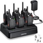 eSynic 6Pack Professional Walkie Talkies for Adults 5KM/3Miles Long Rang Best 16CH Rechargeable VOX Radio Walkie Talkies with Earpieces Wonderful Gifts for Adult Kids etc