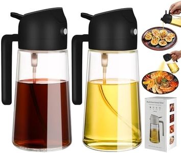 VZZNN 2 Pack Oil Dispenser Bottle for Kitchen,2 in 1 Oil Dispenser and Oil Sprayer,16.5oz/470ML Glass Spray Bottle with Premium Nozzle,Air Fryer Accessories for kitchen,Salad,Baking,BBQ,Frying(Black)