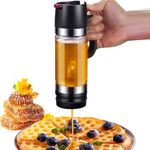 Lweiiws Glass Honey Dispenser, No Drip 11.8 OZ Honey Jar with Handle, Maple Syrup Dispenser for Coffee or Tea, Ideal for Honey and Syrup, Black