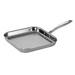 Tramontina 11-Inch 80116/072DS Gourmet Stainless Steel Induction-Ready Tri-Ply Clad 11 Inch Grill Pan, NSF Certified, Made in Brazil