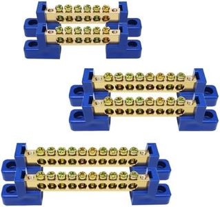 Tugermoola 6PCS Grounding Bus Bar Kit 6/8/10 Positions Electrical Ground Bus Bars Brass Wire Screw Terminal Block OLA002-KIT