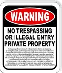WARNING NO TRESPASSING OR ILLEGAL ENTRY without land owners permission Aluminum Composite Sign, 15"x18"