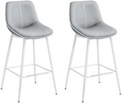 VASAGLE Bar Stools Set of 2, Bar Height Bar Stools with Back, Ergonomic Backrest, Synthetic Leather, Metal Legs, 28.7-Inch Tall Stools for Kitchen Island Home Bar, Dove Gray ULBC888G01