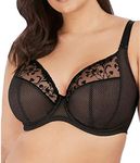 Elomi Women's Charley Embroidered Underwire Plunge Bra, Jet, 34JJ US