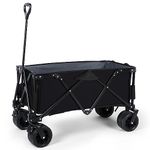 YSSOA Wagons Cart Heavy-Duty Folding PRO, 265 lbs Collapsible Carts with Wheels, Large Capacity, Outdoor Camping Garden Carts Beach Cart with Universal Wheels, Anti-Skid, Black