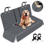 Yuntec Dog Car Seat Cover, Dog Seat Cover for Back Seat Car Seat Protector for Dogs Pets Waterproof Pet Seat Cover with 2 Dog Seat Belts, Non-Slip Bench Seat Covers Armrest for Cars Trucks SUVs - Grey