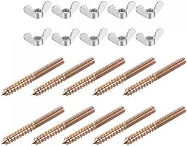 uxcell M6 Wing Nuts Butterfly Nut Silver Tone 10pcs and M6x60mm Hanger Bolt Double Headed Screw 10pcs