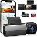 Bestsee Dash Cam Front and Rear Camera with Built-in WiFi GPS, 4K/2.5K Full HD Dashcams for Cars Come with 64G SD Card, APP, 24h Parking Mode, G-Sensor, Loop Recording, Night Vision, WDR (M33-CA)