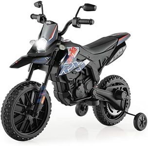 COSTWAY 12V Aprilia Moto Cavalcabile per Bambini, Motocicletta Elettrica con Ruote Ausiliarie e Musica Wireless, Sospensione a Molla, Moto Elettrica alla Moda per Bambini 3-8 Anni (Blu)