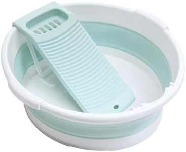 Large Washboard Basin for Hand Washing Clothes,Collapsible Basin for Hand Washing Clothes,Portable Laundry Basin,Wash tub Laundry with Scrubber (Light Green)