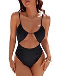 Blooming Jelly Womens One Piece Swimsuit Tummy Control Bathing Suit Sexy Flattering Cheeky High Cut Out Cute Ladies Swimwear, Black, XXL