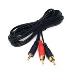 MainCore 1m Long 3.5mm Jack to 2 x RCA Twin Phono Y Plugs/Stereo Audio Cable Lead Cord (Available in 0.50cm, 1m, 1.5m, 2m, 3m, 5m, 10m, 15m, 20m) (1m)