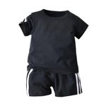 Little Kids Clothes Sets 2 Pieces Cotton Summer T-Shirts Top+Shorts Outfits Black 2-3 Years