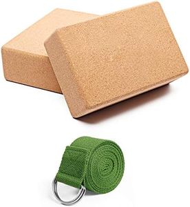 JIM'S STORE Bloque Yoga Corcho con Correa,Ladrillo Yoga Ecológico de Alta Densidad para Pilates y Ejercicios
