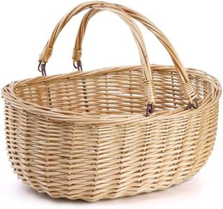 Dicunoy Wicker Picnic Basket with Handle, Large Empty Gift Basket to Fill, Open Top Market Harvest Baskets for Garden, Fruit, Candy, Wine, Easter Egg Gathering, Wedding, Vegetables