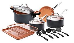 Gotham Steel Home Kitchen Pots and Pans Set Ultra Nonstick 14 Piece Cookware Set - Includes Sauce Pans, Frying Pan Stock Pot, Oven Air Fry Basket, Chefs Utensils & More – Dishwasher Safe