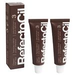 RefectoCil Eyebrow and Eyelash Tint 2-Pack – Professional Hair Tint for Long-Lasting Color – Natural Brown (#3)