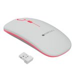 Zebronics Wireless Mouse, Dual Mode 2.4GHz + BT, Up to 1600 DPI, USB Nano Receiver, Lightweight Design, Multicolor LED Lights, Rechargeable Battery (Blanc, White)