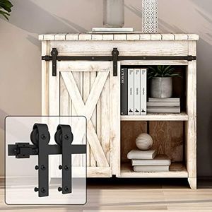 TSMST 4FT-121CM Herraje para Puerta Corredera, Mini Kit de herrajes para Puertas Corredizas para Gabinete para Una Sola Puerta (Sin Armario)