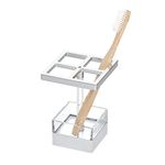 InterDesign Metal and Plastic Toothbrush Holder Stand for Bathroom Vanity, Countertops, Razors, 3.25" x 4.58"