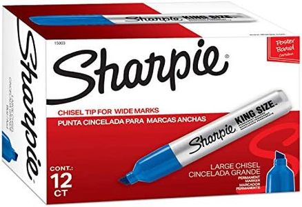 Sharpie King Size Permanent Marker | Large Chisel Tip, Great for Poster Boards, Blue, 12 Count