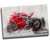 Large Ducati Motorbike Painting Canvas Print Wall Art Picture Canvas Prints Large A1 30 X 20 Inches (76.2Cm X 50.8Cm)