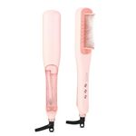 Steam Straightener Brush, Hair Straightener Steam Technology, 4 Settings Adjustable (150-210℃), Quickly Tames Frizz to Professional Salon-Quality Straight Hair at Home (UK Plug, 220V) Pink