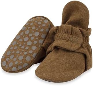 Zutano Unisex Organic Cotton Baby Booties With Gripper Soles, Heather Mocha, 12M