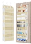 TAHAVICE Baby Over Door Storage with 5 Pockets, Door Hanging Storage with Hooks, Back of Door Storage for Bedroom, Bathroom, Nursery, Baby Essentials for Newborn(Beige)