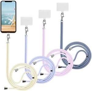 Yoedge 4 pièces Universelle Lanières de Téléphone en Bandoulière avec Patch, Réglable Amovible en Nylon Pendentifs Collier de Longe Porte-clés Cordon pour Plupart de Téléphones Intelligents - 03
