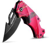 Mossy Oak Mini Folding Pocket Knife, Stainless Steel Drop Point Blade - EDC Multi-tool with Bottle Opener and Glass Breaker (Pink Camo)