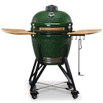 KAMADO BONO Green Egg BBQ Grill, 21" I Kamado BBQ Charcoal Grill with Dual Zone Grilling System I Ceramic BBQ Smoker for Cooking, Smoking & Baking