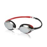 Speedo Unisex-Adult Swim Goggles Vanquisher Extended View, Mirrored Red Black/Smoke/Grey