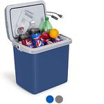 Koozam K-Box Electric Cooler and Warmer for Car and Home with Wheels - 34 Quart (32 Liter) - Dual 110V AC House and 12V DC Vehicle Plugs (Blue)