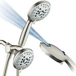 AquaCare As-Seen-On-TV High Pressure 48-setting Rain & Handheld 3-way Shower Head Combo - Anti-clog Nozzles/Tub, Tile & Pet Power Wash/Extra Long 6 ft. Stainless Steel Hose/Satin Nickel Finish