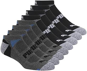 PUMA Men's 8 Pack Cool Cell No Show Socks, Grey/Blue, 10-13