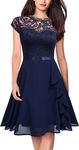 Generic Women Dresses Floral Lace Slim Cocktail Formal Party Evening Dress Work Dress (AU, Alpha, Medium, Regular, Regular, Dark Blue)